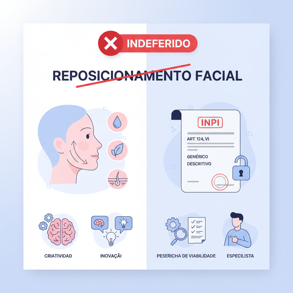 Indeferimento do registro de marca Reposicionamento Facial pelo INPI por falta de distintividade conforme Artigo 124 da LPI